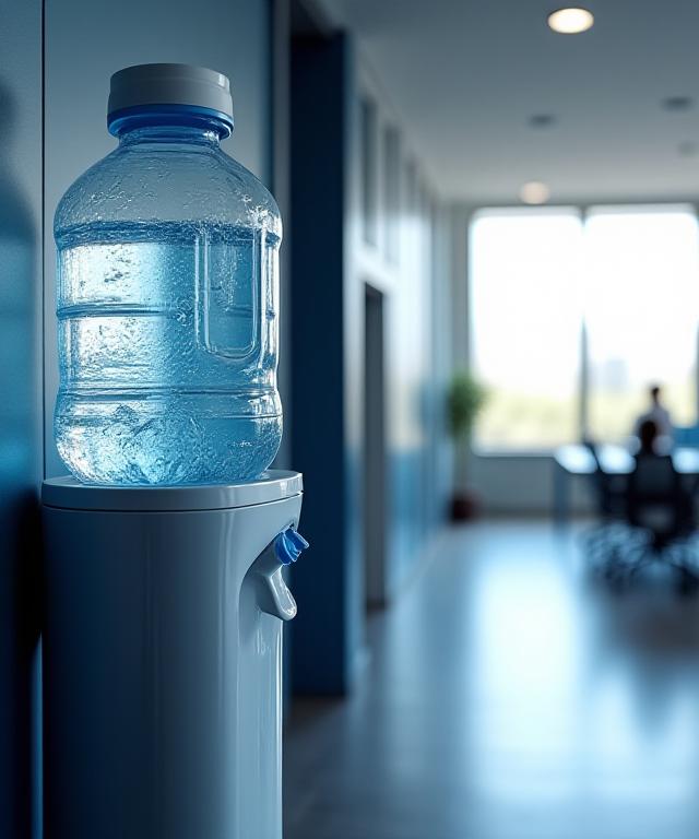 Modern professional water dispenser in a bright office environment